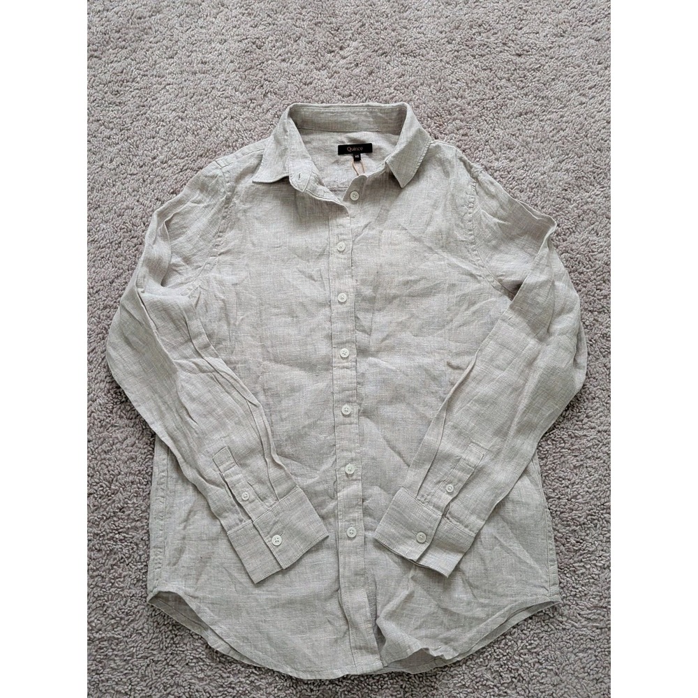 Quince 100% European Linen Long Sleeve Shirt Flax Mens XS Lightweight NWT